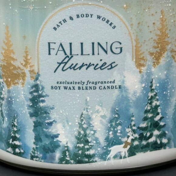 BBW Falling Flurries Bath & Body Works 3 Wick Candle - Picture 3 of 10